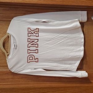 NWT PINK by VS, white long sleeve tshirt XS